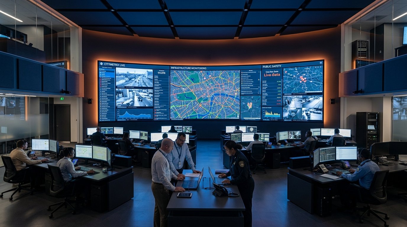 Sophisticated Government Smart City Control Room and Public Infrastructure Operations