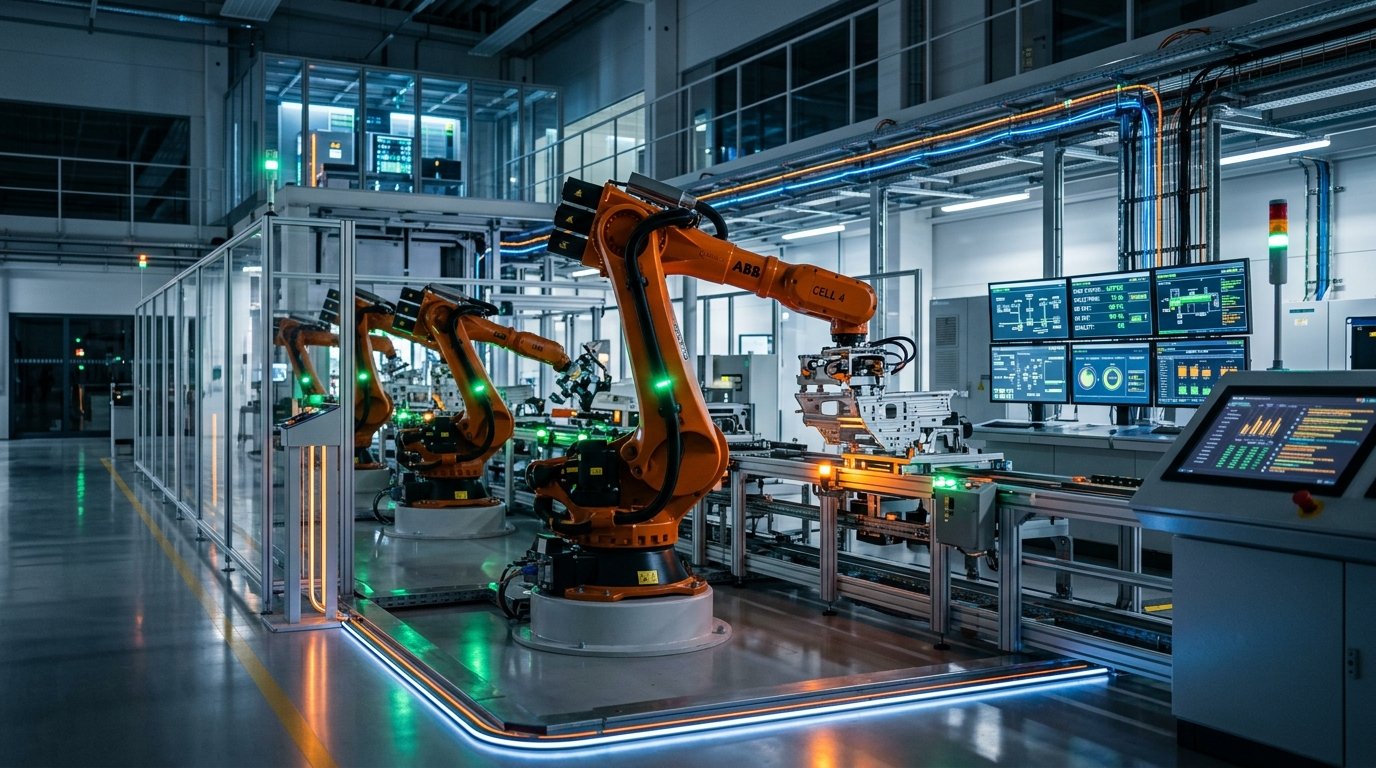 Sophisticated Smart Manufacturing Floor with Automated Robotics and Industrial IoT Telemetry